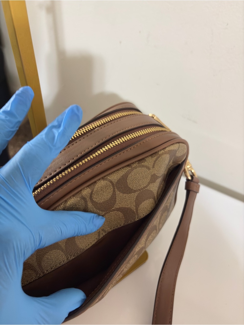 Coach Brown Signature Canvas Crossbody with Gold Hardware - Picture 6 of 14